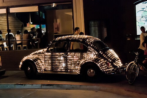 Car kitted up with lights