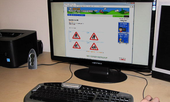 Hazard perception test on computer screen