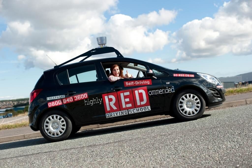 Black RED driving school car