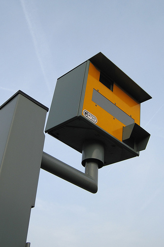 speed camera against blue sky